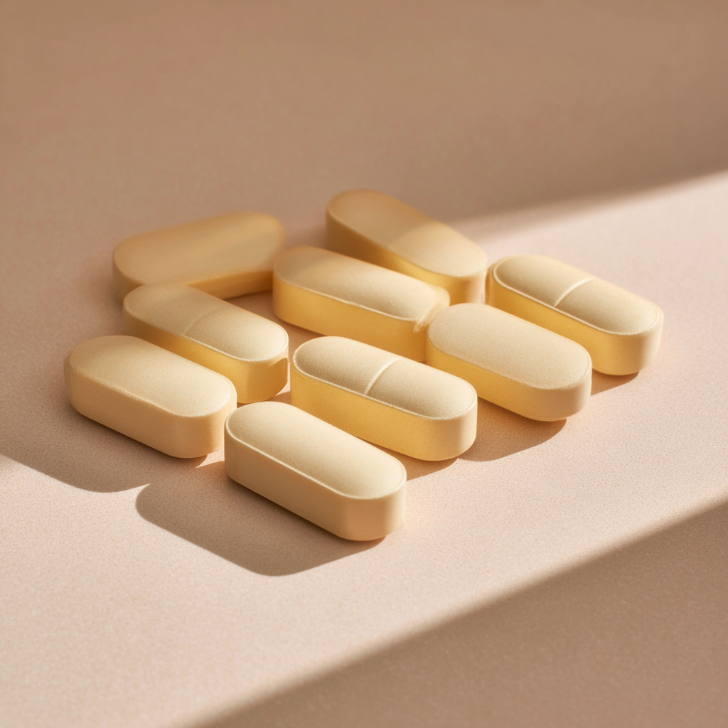 natural supplement capsules on white background